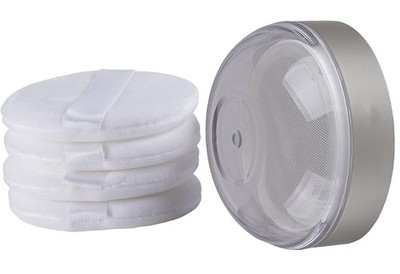 Powder Puff Reusable Empty Makeup Container with Elasticated Net Sifter for Sett