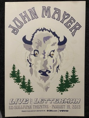 John Mayer Live On David Letterman New York 8/19/2013 PROMO POSTER CBS MEGA RARE