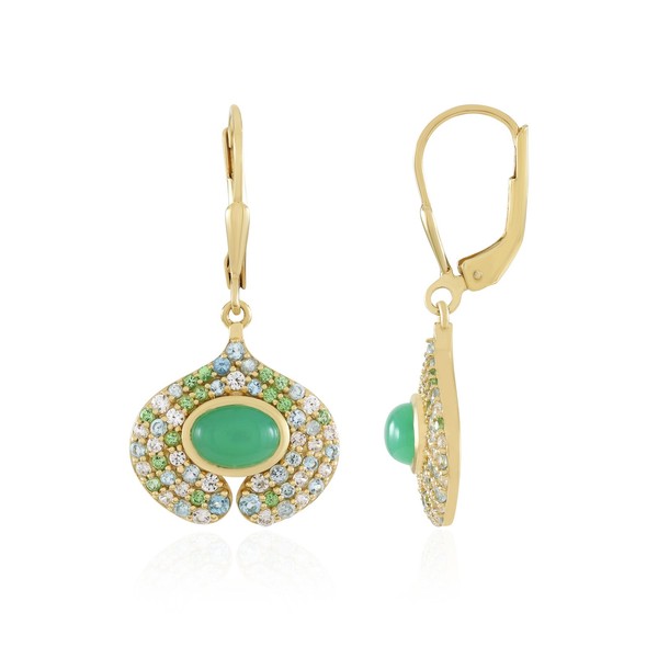 Cavill Silberohrringe Damen BlüTenform GrüN 925 Sterling Goldplattiert 4,38Ct-image