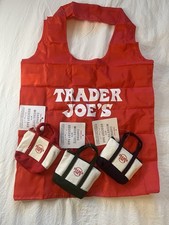 Trader Joe  s Canvas Micro Tote With Grocery Bag - Brand New Set Of All 3 Colors
