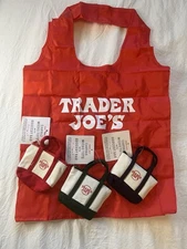 Trader Joe’s Canvas Micro Tote With Grocery Bag - Brand New Set Of All 3 Colors