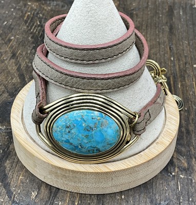 Barse Gigi Wrap Toggle Bracelet- Turquoise-Bronze- Leather- NWT
