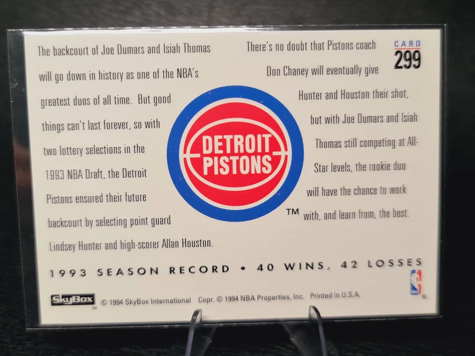 Pistones Lindsey Hunter Allan Houston #299 1993-94 Premium cambiantes caras M0109A Foto 2 de 2