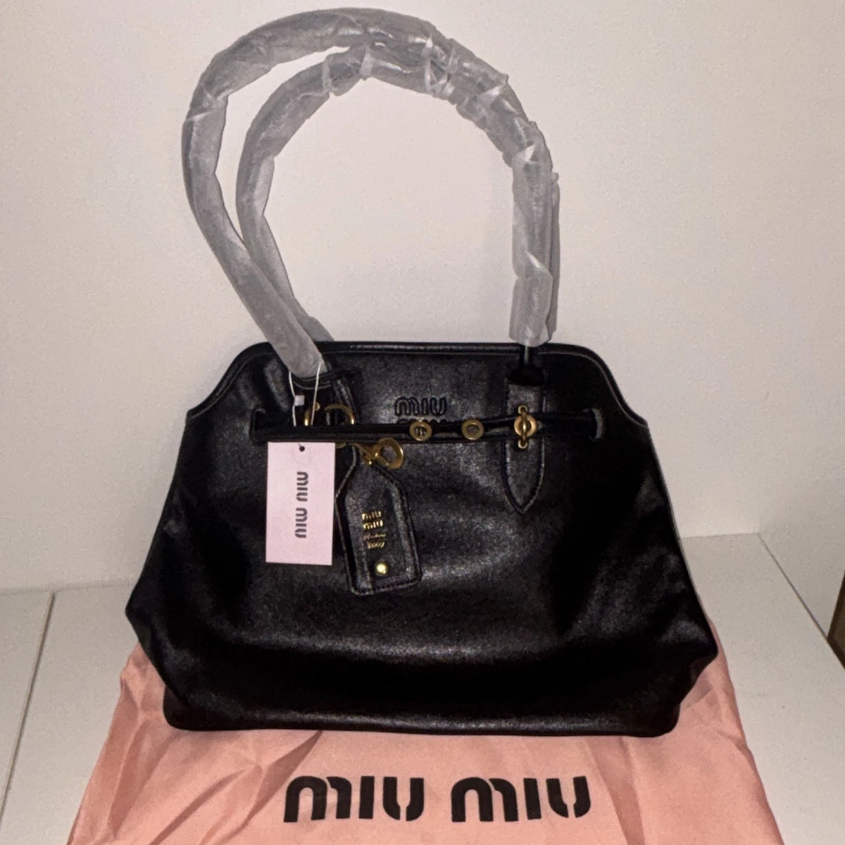 Black Leather Exterior Miu Miu Bags & Handbags for Women for sale