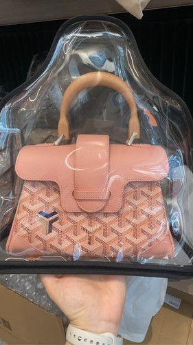 Goyard Saigon Souple Mini Bag Pink Canvas Crossbody Shoulder Bag Auth.
