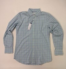 Mizzen Main Leeward Mens Large Trim Fit Performance Dress Shirt Plaid NWT City