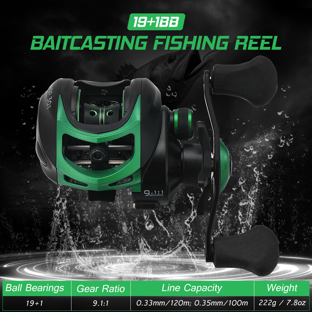 High Speed 9.1:1 Gear Ratio Baitcast Fishing Reel 19+1 Ball Bearings Tackle N0N8 | eBay High Speed 9.1:1 Gear Ratio Baitcast Fishing Reel 19+1 Ball Bearings Tackle N0N8 | eBay