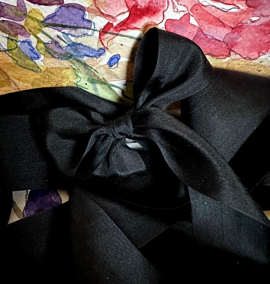 Cinta de seda REAL 6 yardas 1,25" ÓNIX NEGRO / CINTA 100% SEDA AUTÉNTICA ver VIDEO Foto 2 de 4