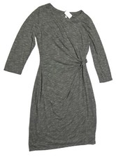 Ann Taylor Side Knot 3/4 Sleeve Knee Length Dress Women's Size Medium M Gray NWT