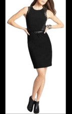 Ann Taylor animal print and black sheath dress 8