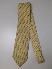 Burberry London Necktie Tie Yellow Umbrellas Print 100 Silk