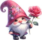 Watercolour Rose Flower Gnome Wall Art Bedroom Laptop Decor Vinyl Sticker Decal