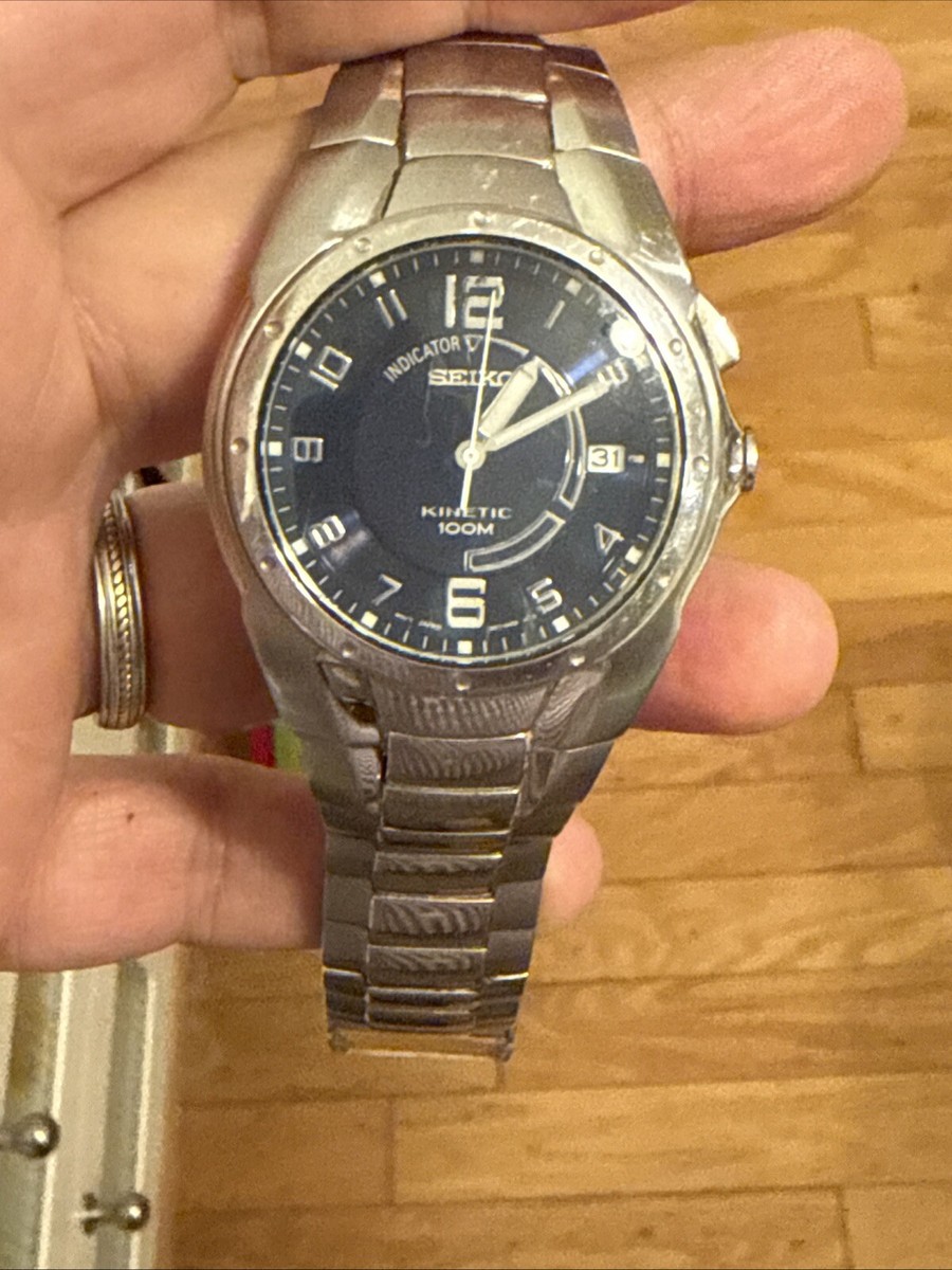 SEIKO Kinetic Blue Black Dial Men's Watch | SKA237 40MM 5M62