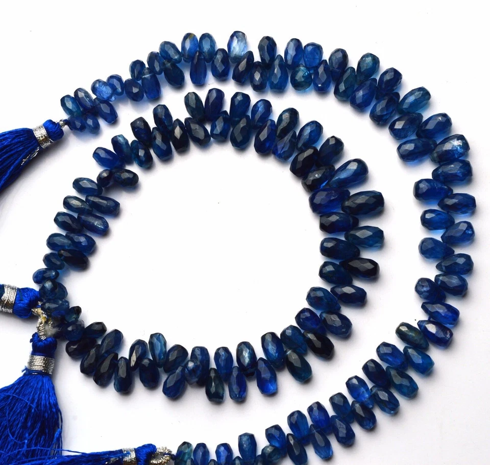 Briolettes en forma de gota facetados cianita de calidad fina gema natural de 3x5 a 5x8 mm 8" Foto 3 de 4