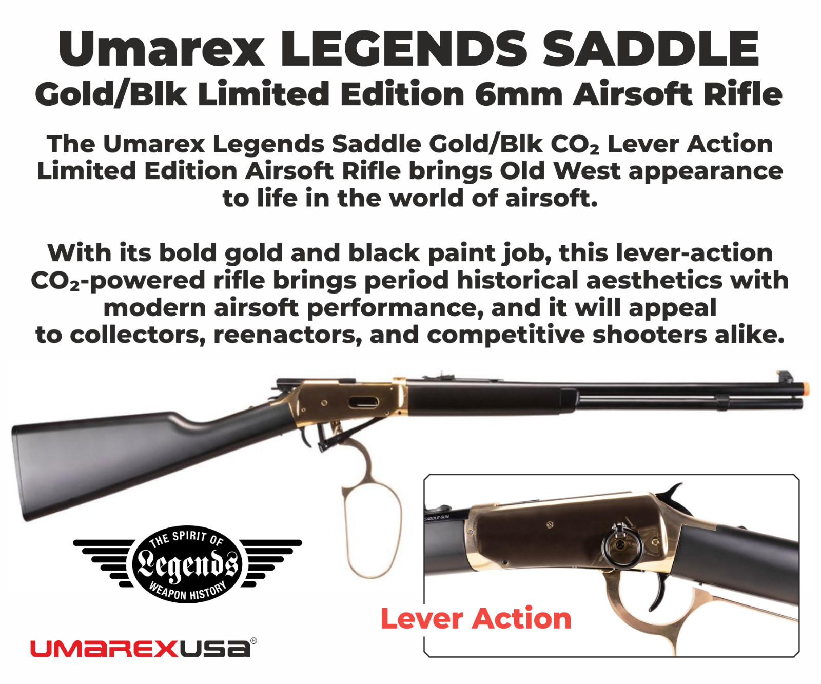 Umarex Legends Saddle Gold/Blk  Limited Edition  6mm Airsoft Rifle w/CO2 and BBs