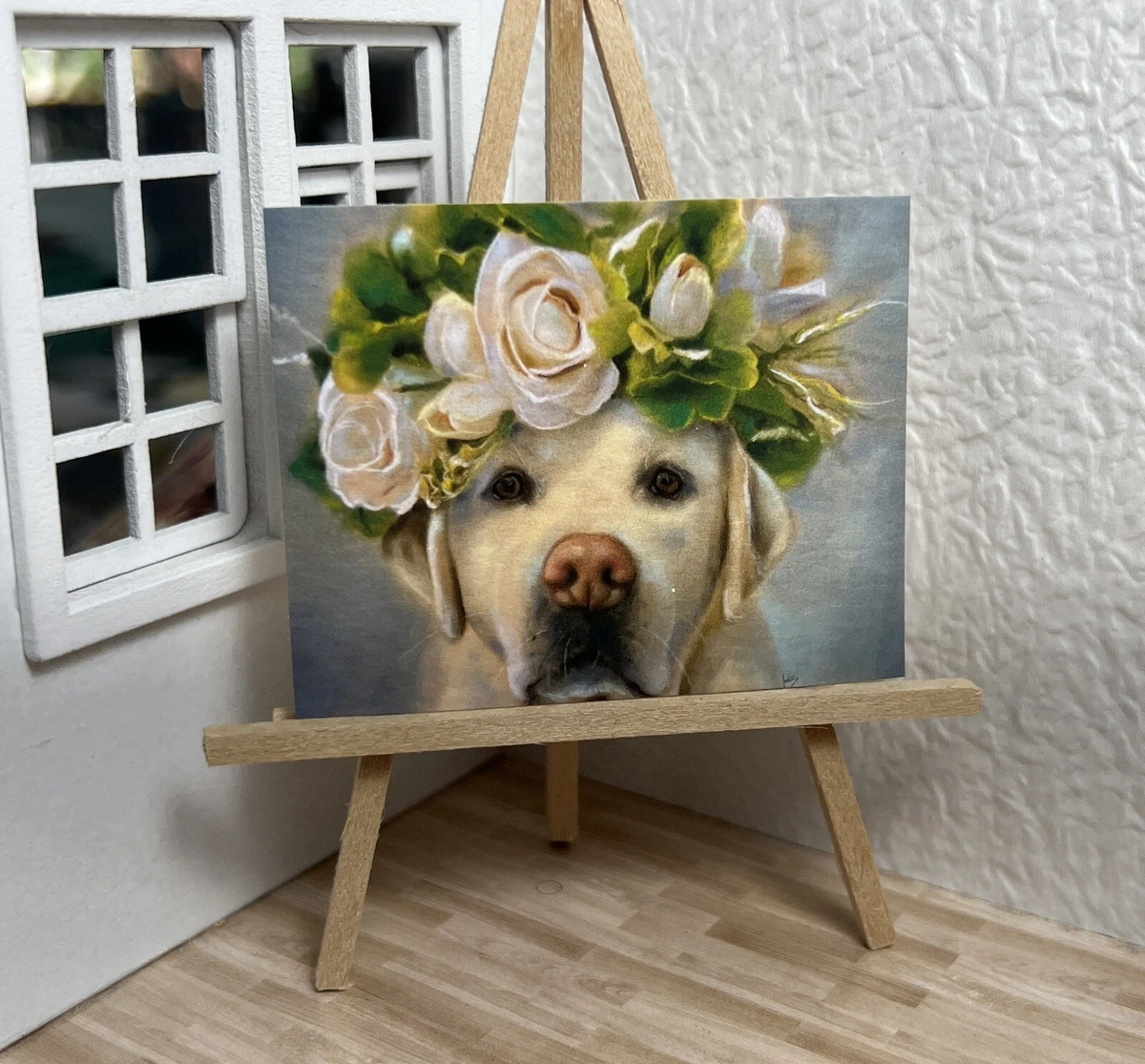 Dog with flower crown cheap painting