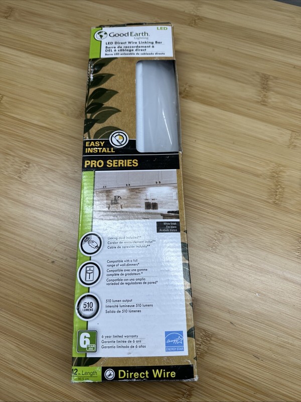 (1)-Good Earth 12" Direct Wire White LED Under Cabinet Light. UC1248-WH1-12LF0-G