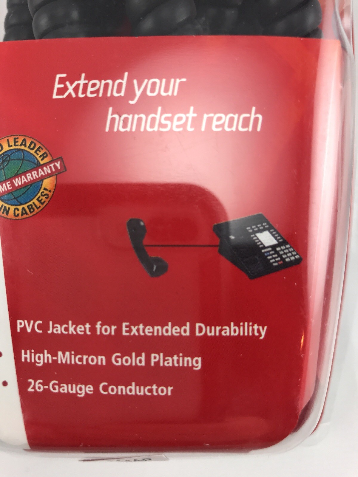 Belkin F8V101 25 Black Curly Coiled Phone Cable Handset Cord RJ11 Male