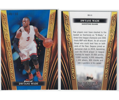 2023-24 Topps Chrome Blue Refractor 140/150 Dwyane Wade - Miami Heat - Picture 3 of 3