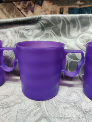 Tupperware Impression Mugs Coffee Mug Purple Set of 4 - Picture 8 of 9
