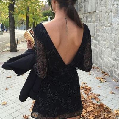 NEW Zara Black Lace Bead Embroidered Dress Size M | eBay NEW Zara Black Lace Bead Embroidered Dress Size M | eBay