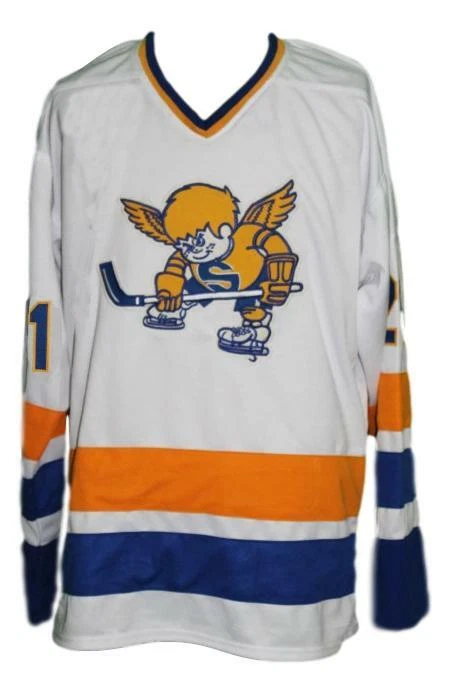 Any Name Number Minnesota Fighting Saints Retro Custom Hockey Jersey Blue