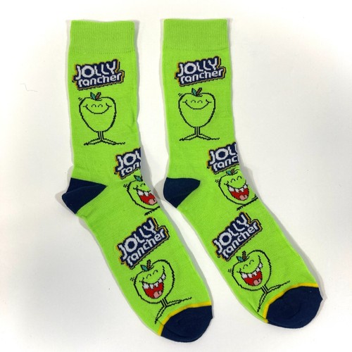 new JOLLY RANCHER SOCKS green apple candy funny retro ADULT CREW OSFM men/women - Picture 4 of 5