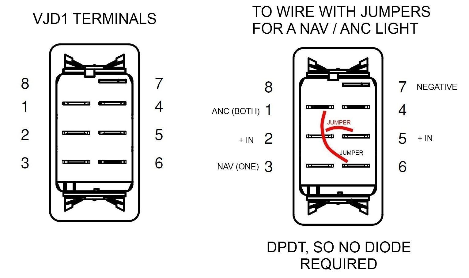 Carling Switch Vjd1 Wiring Diagram - On Off On 7 Pin Rocker Switch