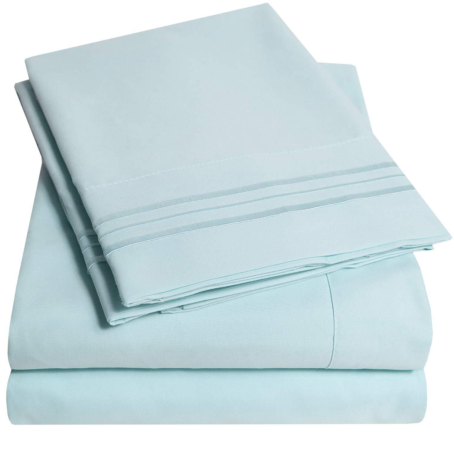 1500 Supreme Collection Extra Soft RV Short Queen Sheets Set, Light Blue - Lu...