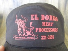 VTG El Dorado Meat PROCESSORS LOCKER KANSAS RARE HAT CAP BLACK 17