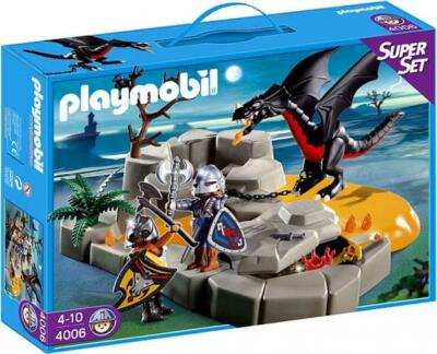 Playmobil 4006 Dragon's Lair Super Set Medieval Knights Black Shield NEW SEALED 