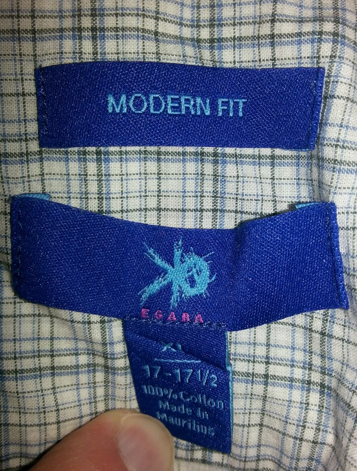 Camisa Egara para hombre azul y verde a cuadros L/S abotonada talla XL 17-17 1/2 Foto 4 de 4