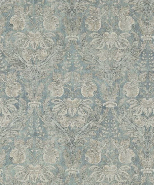 Tela de cortina GP & J Baker 'LAPURA DAMASCO - AZUL' 4,4 METROS mezcla de lino Foto 3 de 4