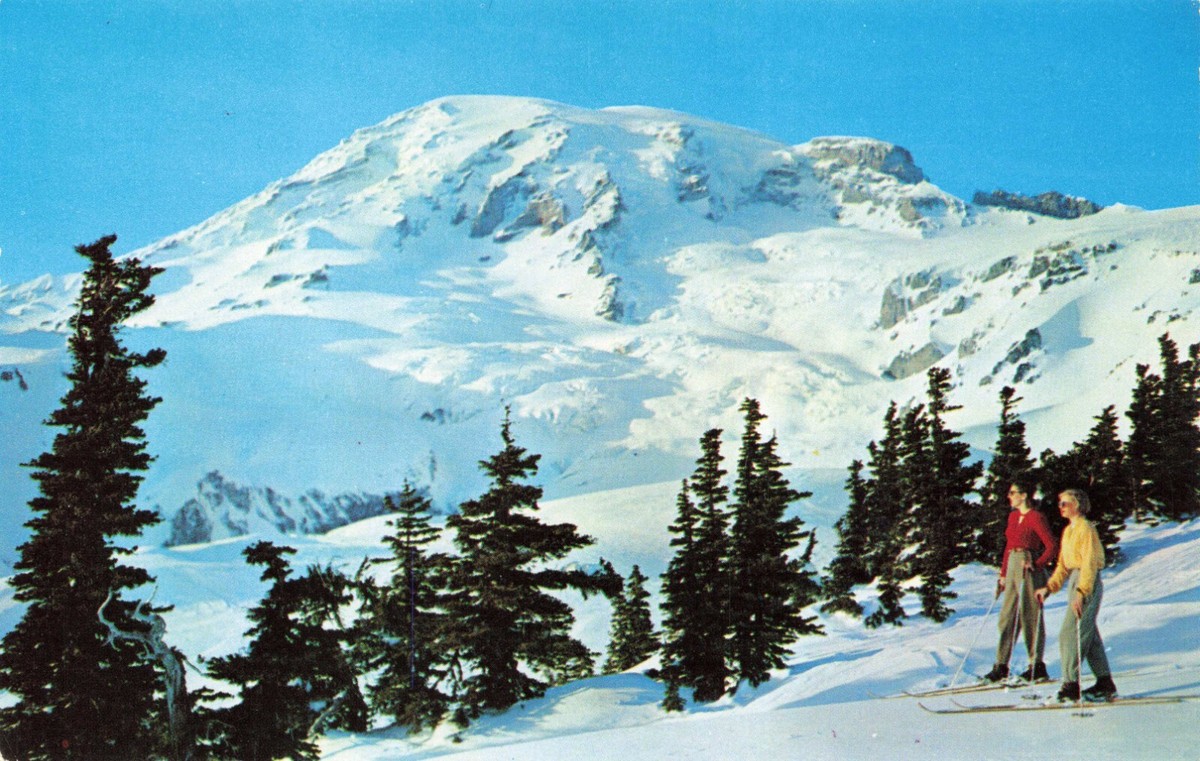 Carte Postale Ancienne RPPC Skieurs Au Mont Rainier (Washington) - Vers 1907
