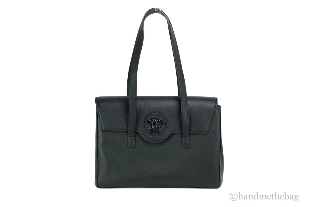 VERSACE TEXTURED LEATHER BLACK TOTE - CRTBLNCHSHP