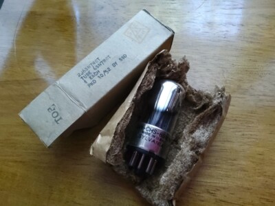 Sylvania JAN 6SN7W 6SN7A Preamp Tube NOS 1952 Black Plate Copper Post Chrome Top