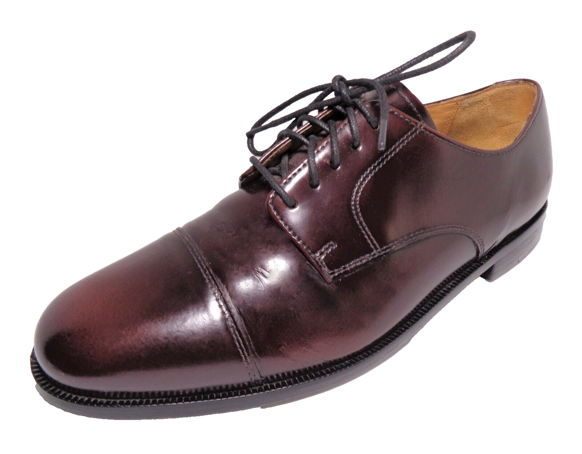 Cole Haan Mens Burgundy Leather Lace Up Cap Toe Derby Oxford  display picture 2
