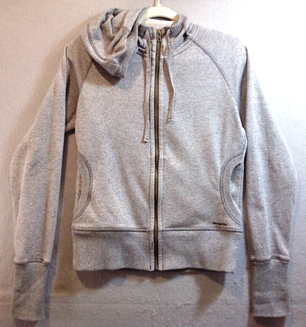 Patagonia Activewear Runners Hoody Women's Gray Fleece Thumb Hole Pockets Sz M
