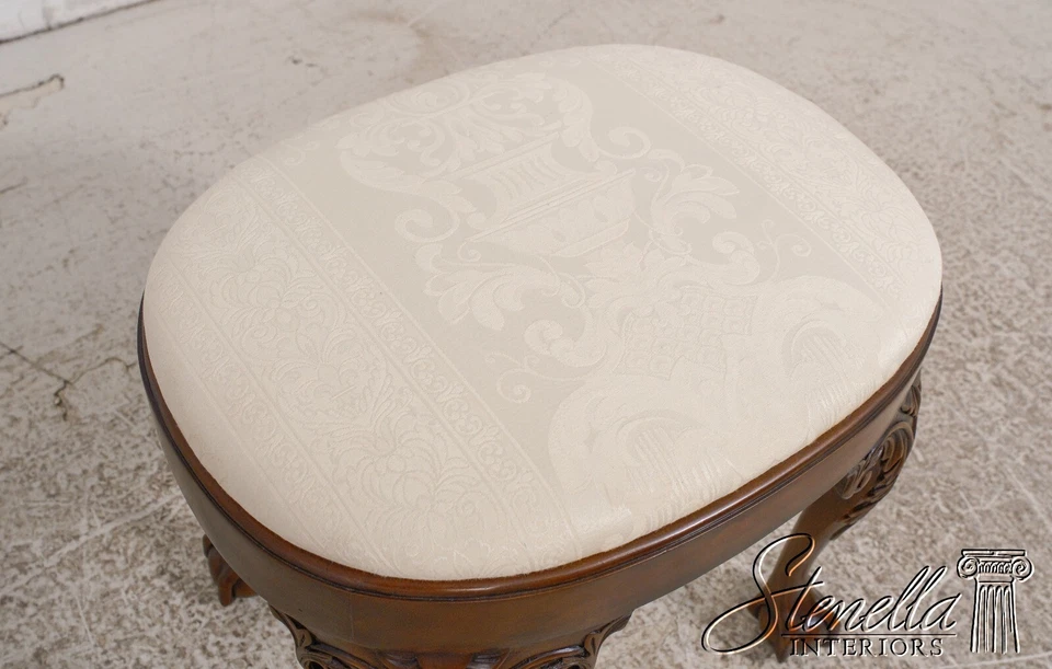 L36341: винтажный овальный табурет для ног в стиле чиппендейл из красного дерева - Изображение 4 из 4