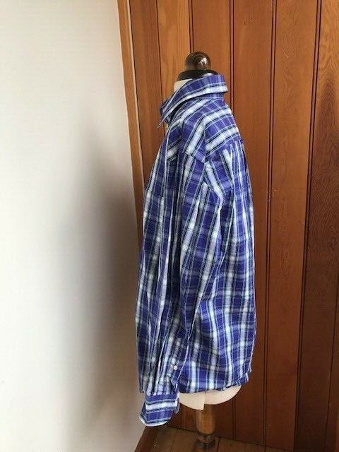 FILA camicia the saville row company blu viola check cotone piccola nuova mai indossata