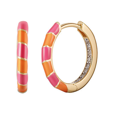 cai Creole 925  Silber vergoldet Email in pink und orange