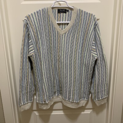 Marcello Made in Italy Mens XL Striped Vintage Knit and Ribbed