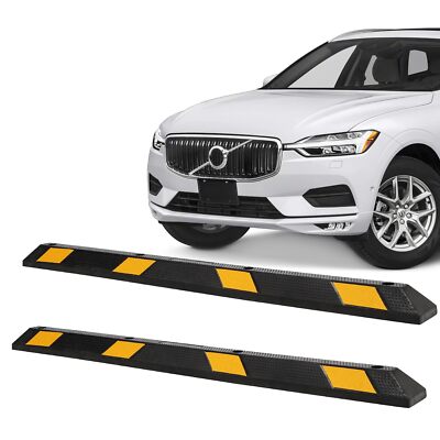 2X Parking Curb Garage Floor Stopper 72'' Rubber Parking Lot Stopper for Driveway