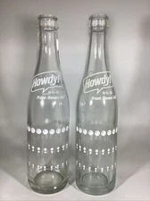 Vintage 70’s Howdy Soda Bottle By 7up Clear Glass 10 oz. White ACL  Old Bottles