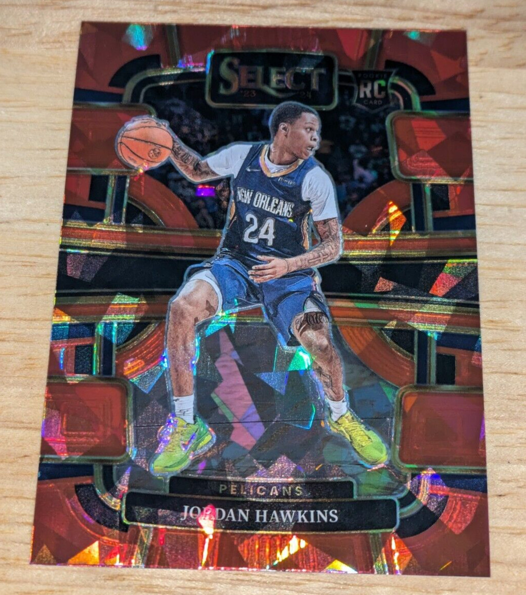 Jordan Hawkins 2023-24 Panini Select Red Cracked Ice Prizm Concourse RC #72