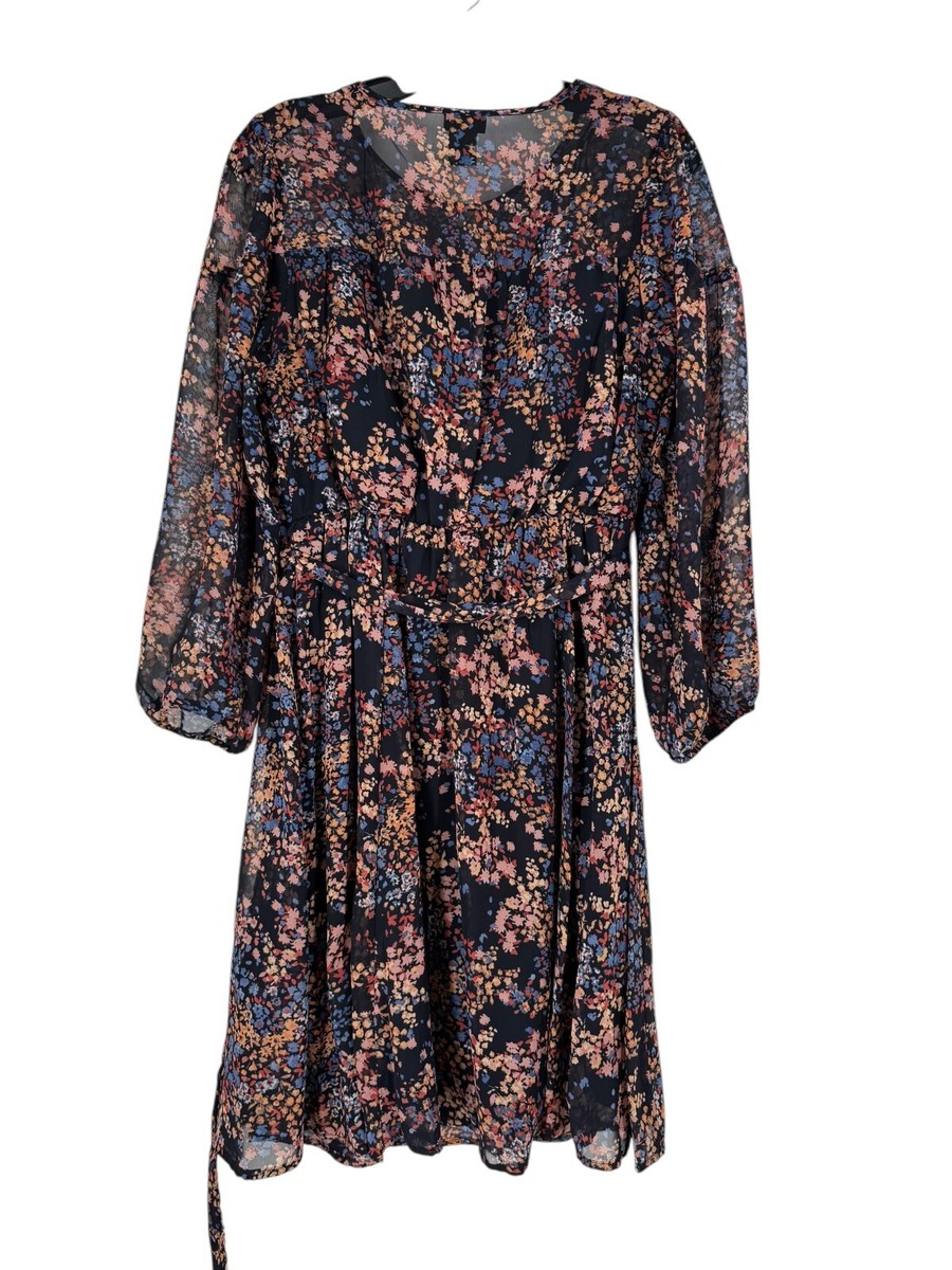 chinese dress ladies Lily Long Sleeve Midi Dress-French Navy, Ornate Flora main image 0