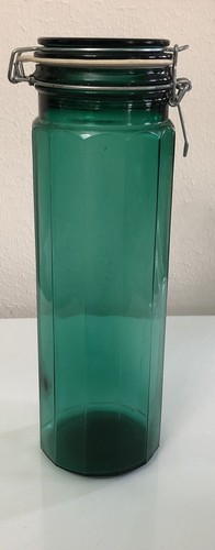 13” Emerald Green Ribbed Canister With Wire Bail Closure - Picture 4 of 4