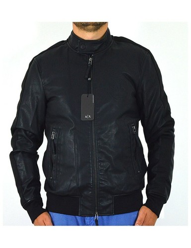 ARMANI EXCHANGE giubbotto simil pelle bomber corto nero uomo 6ZZB32 | eBay