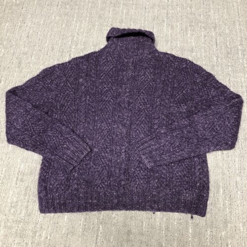 Vintage Polo Ralph Lauren Hand Knit Wool Linen Turtleneck Sweater Women M Purple - Picture 4 of 6