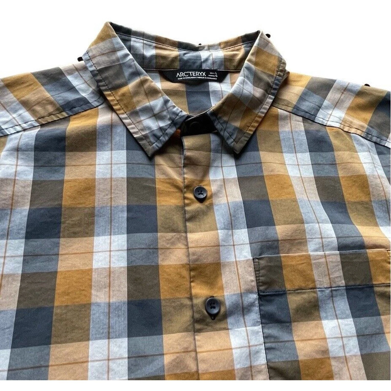 arcteryx ss button up logo plaid lnwot shirt